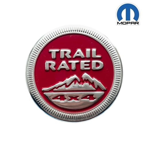 New OEM Mopar 2014-2019 Jeep Cherokee Front Fender Chrome/Red Trail Rated Emblem