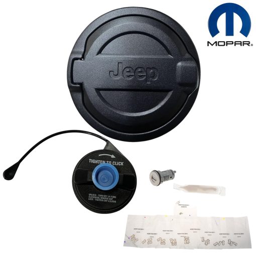 MOPAR Fuel Door Black Powdercoated & Locking FuelCap 18-24 Jeep Wrangler SET OEM