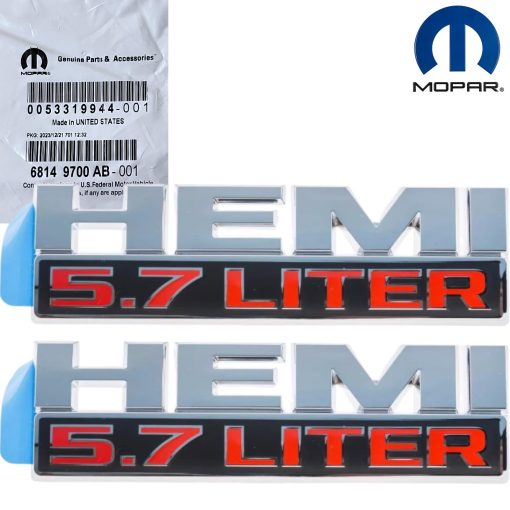 2 GENUINE OEM MOPAR RAM 1500 2500 3500 HEMI 5.7L Decal Emblem Nameplate Adhesive
