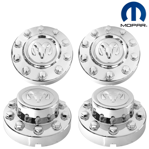 CHROME FRONT & REAR WHEEL CENTER CAPS for RAM 2011-2018 4500 5500 SET MOPAR OEM