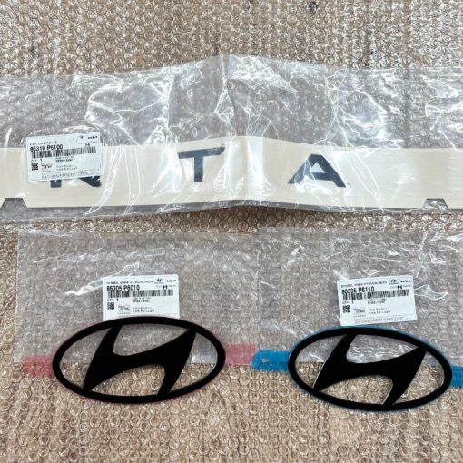 GENUINE BLACK FRONT & REAR EMBLEM SET 3PCS for HYUNDAI SANTE FE 2024-2026+ OEM
