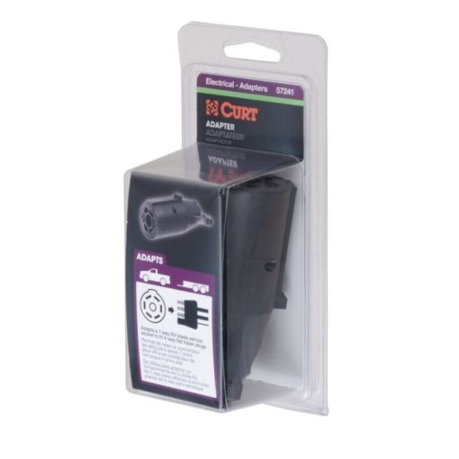 CURT 57241 Adapter (7-Way RV Blade Vehicle to 4-Flat Trailer, Packaged) NEW OEM