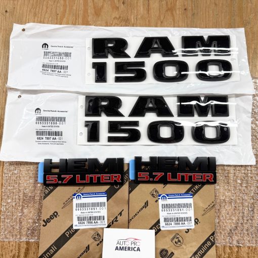 RAM 1500 MATTE BLACK 5.7L HEMI EMBLEMS OEM MOPAR 68247898AA 68247897AA FULL SET