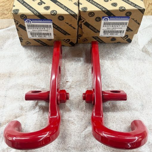 TOW HOOKS for 2013-2018 JEEP WRANGLER REAR RIGHT & LEFT RED OEM MOPAR GENUINE