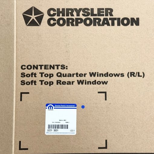 Tinted Soft Top Window Kit Set 3pc Jeep JK Wrangler Unlimited OEM MOPAR 82213831