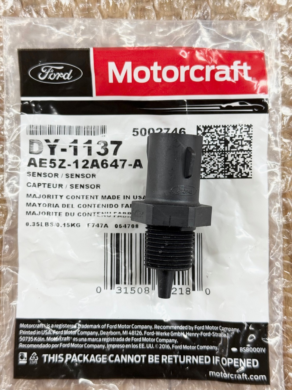 AMBIENT AIR TEMPERATURE SENSOR for 1992-2016 FORD LINCOLN MOTORCRAFT DY1137 OEM