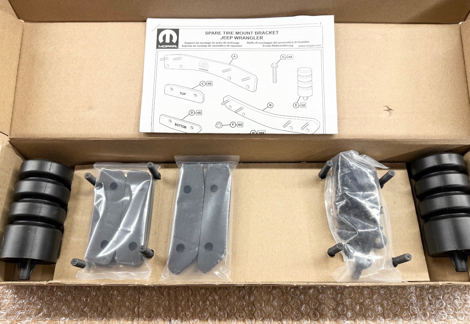 OVERSIZED SPARE TIRE MODIFICATION KIT for 2018-2026 JEEP WRANGLER JL MOPAR OEM
