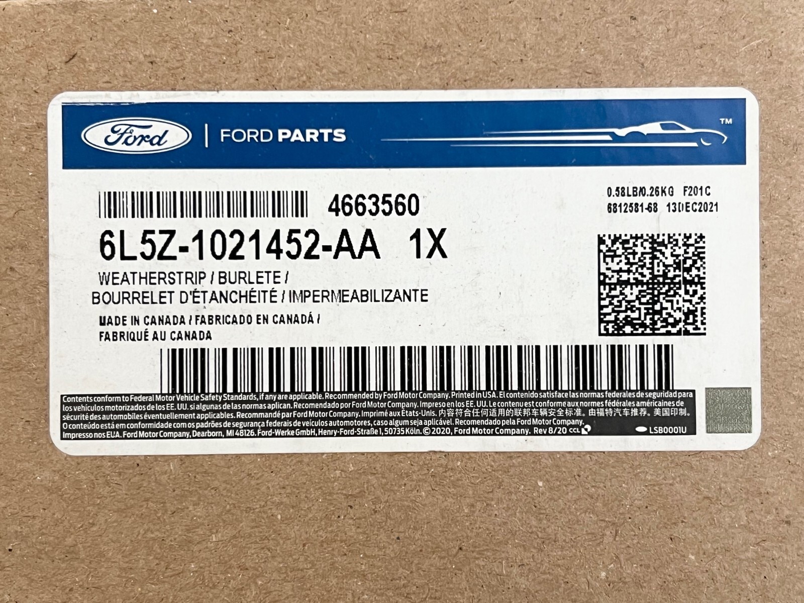 OUTER WINDOW WEATHER STRIP for FORD RANGER 1999-2011 PASSENGER DOOR (RH) OEM