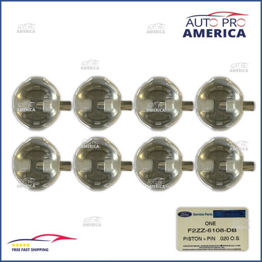 OEM Ford Lincoln Piston & Pin Assy F2ZZ6108DB 5.0L 8 Cyl .020" O/S Mustang 8pcs