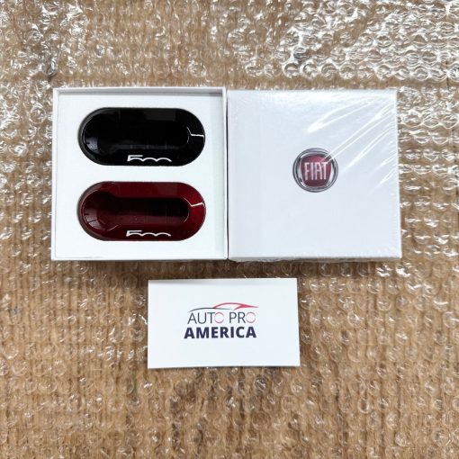 FOB DECORATIVE CLIP-ON COVERS FIAT 500 500L RED METALLIC & BLACK PAIR OEM MOPAR