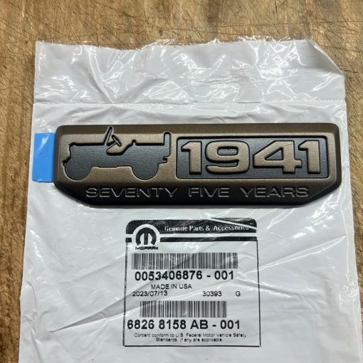 75 YEAR EMBLEM NAMEPLATE BADGE 16-2018 JEEP WRANGLER COMPASS 1941 4X4 WILLYS OEM