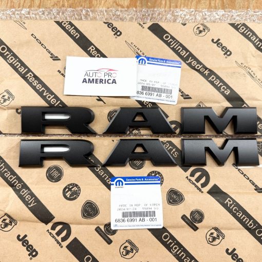 Front Door Emblems BLACK for 2019-2026 Ram 2500 3500 4500 RH & LH SET OEM MOPAR