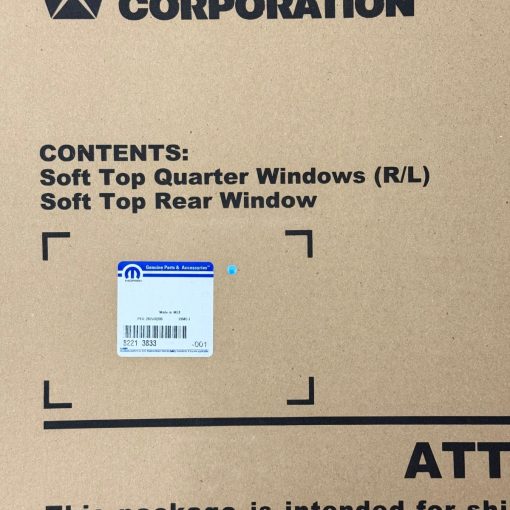 Tinted Soft Top Window Kit TWILL Jeep JK Wrangler Unlimited OEM MOPAR 82213833