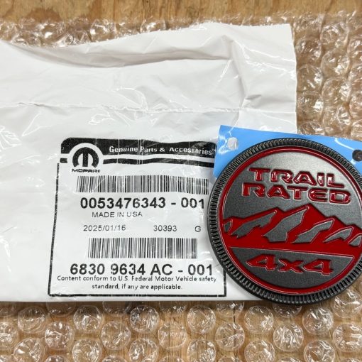 RED TRAIL RATED 4X4 FENDER EMBLEM BADGE 2018-2026 WRANGLER GLADIATOR OEM MOPAR