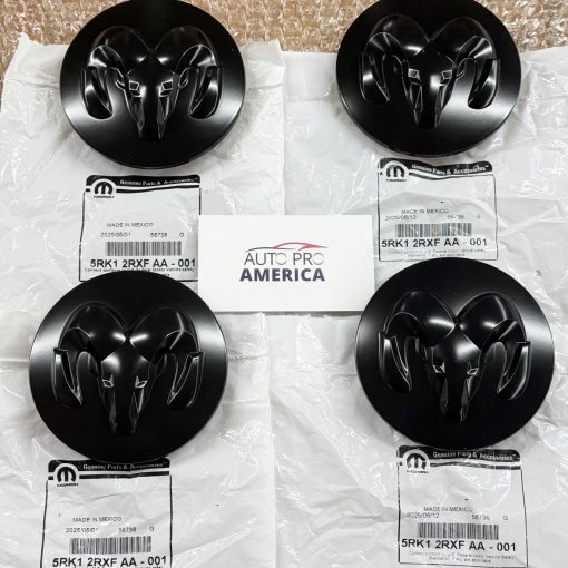 BLACK CENTER CAP SET for 2014-2018 RAM 2500 3500 GENUINE OEM MOPAR 5RK12RXFAA