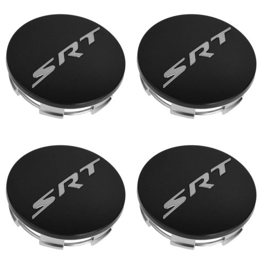 SRT CENTER CAPS 15-26 Jeep Dodge Charger Challenger 4pcs SATIN BLACK MOPAR OEM