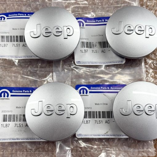 2016-2026 JEEP WRANGLER GRAND CHEROKEE COMPASS SILVER WHEEL CENTER CAP SET MOPAR