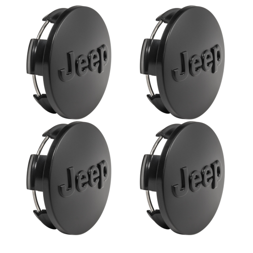 BLACK Wheel Center Caps 11-2024 Jeep Wrangler Cherokee Gladiator 4pcs MOPAR OEM